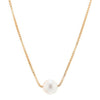 single pearl choker necklace on gold chain