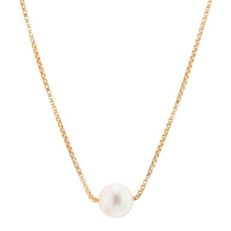 single pearl choker necklace on gold chain