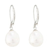 Picture of Riyah - sterling silver leverback earrings with a large white pearl drop 