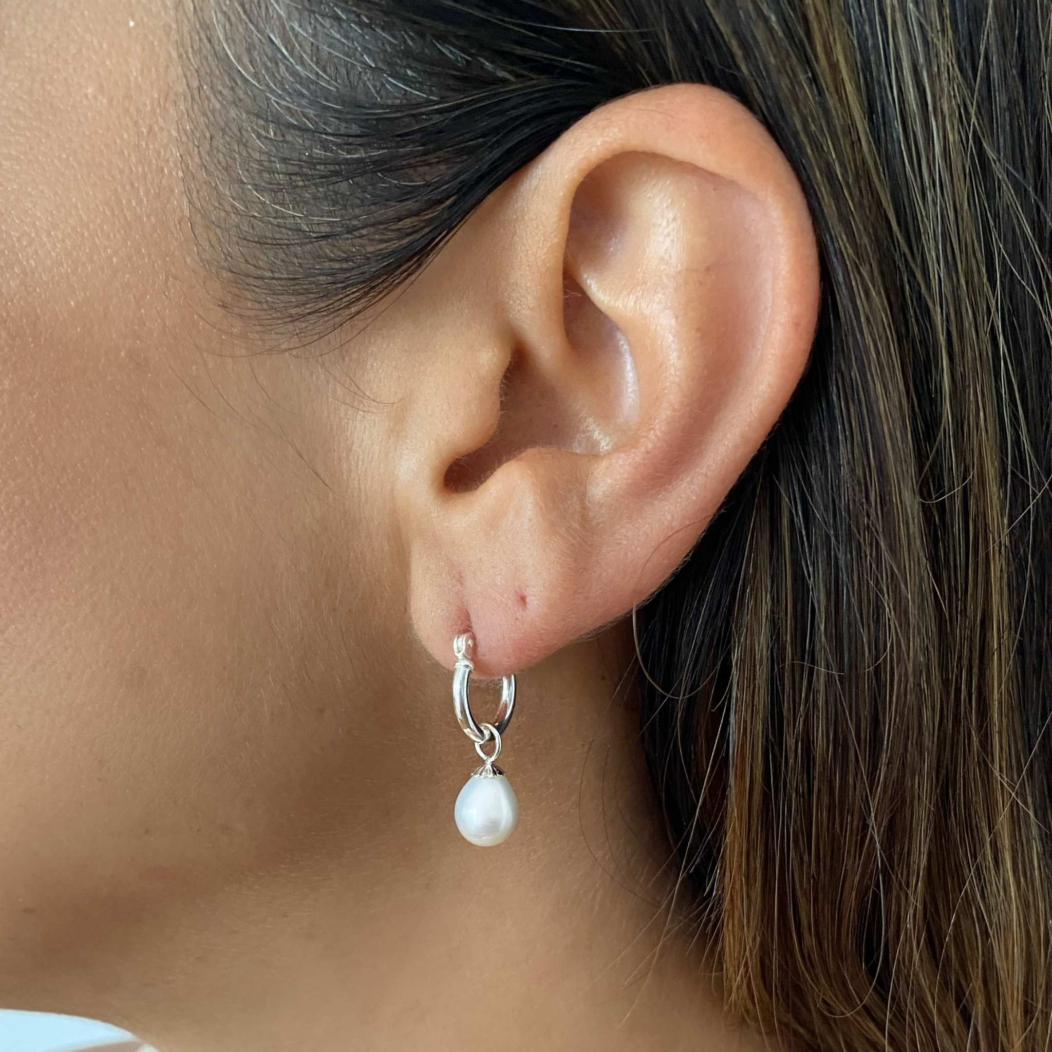 Small Pearl Hoop Earrings