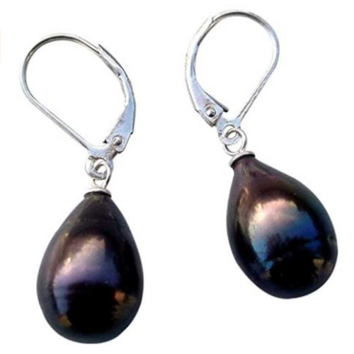 Rhiannon Black Pearl Teardrops Sterling Silver Earrings