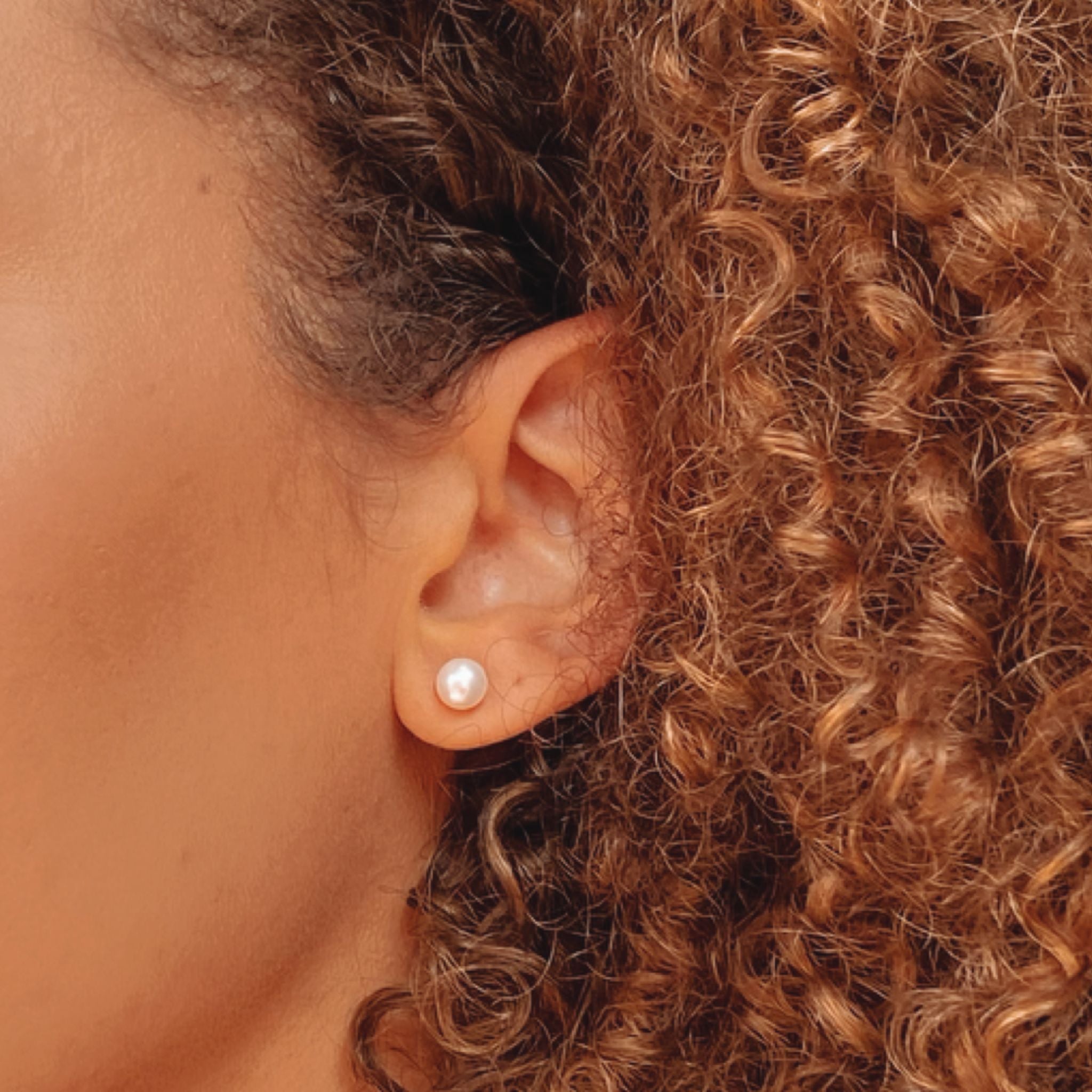 Small White Pearl Silver Studs