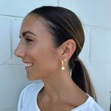 Selena | Frosted Hoops with a Single round Pearl