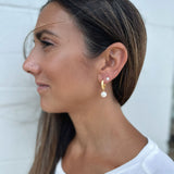 Selena | Frosted Hoops with a Single round Pearl