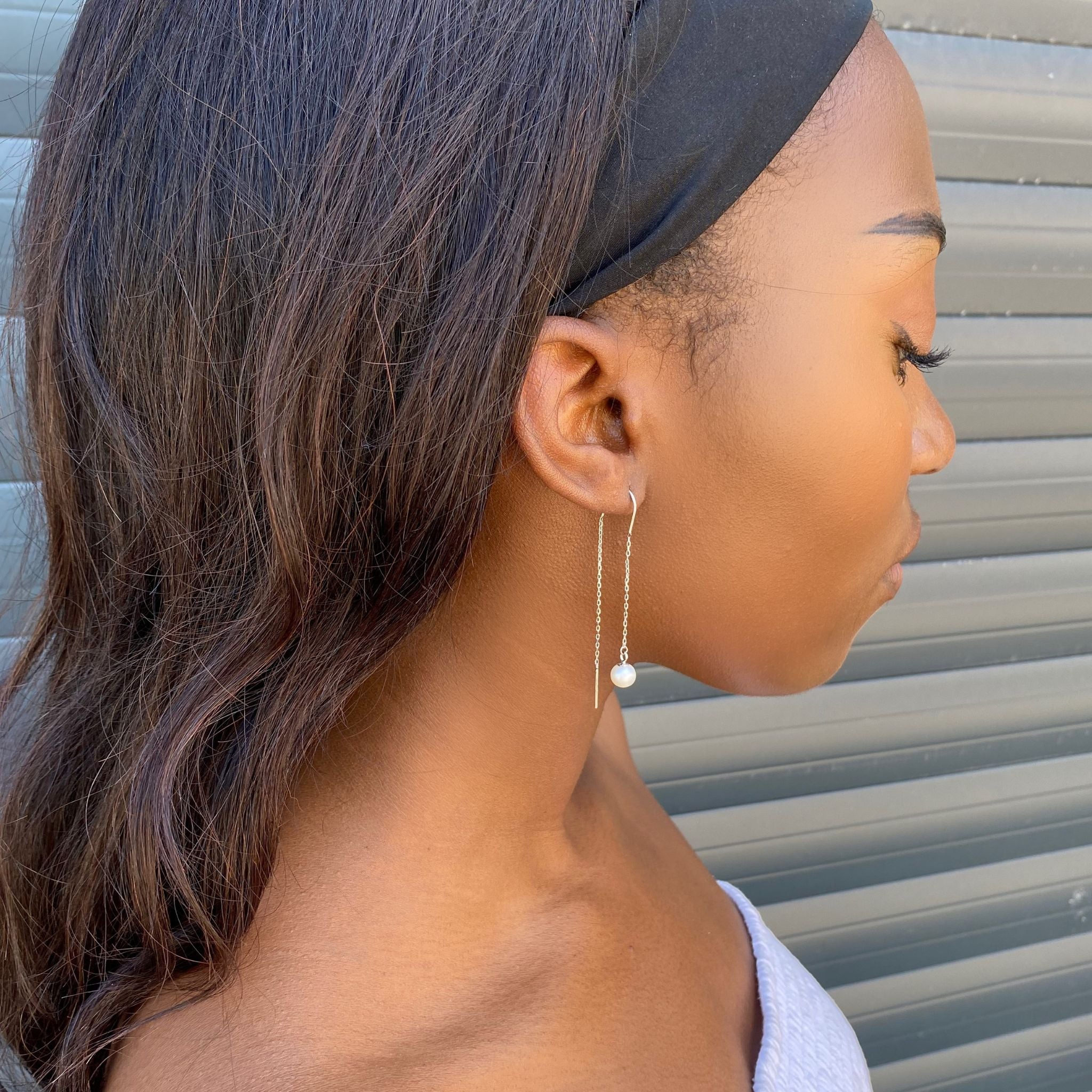 Drop Dangle Pearl earrings in silver
